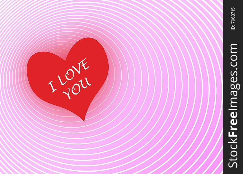 Close-up of valentine heart over concentric circles. Close-up of valentine heart over concentric circles