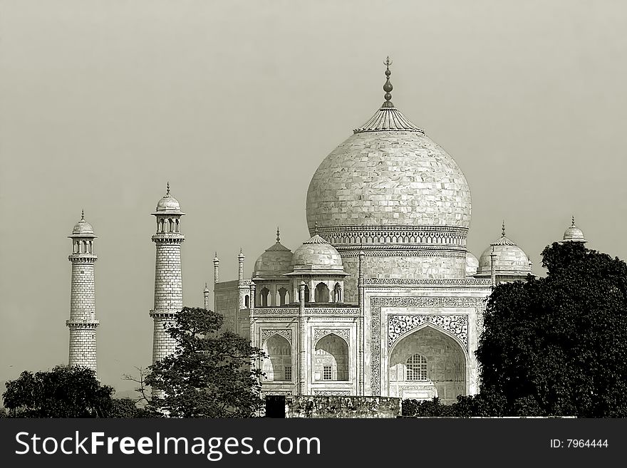 Different view from the beautiful wonder of the world Taj Mahal, Agra, India