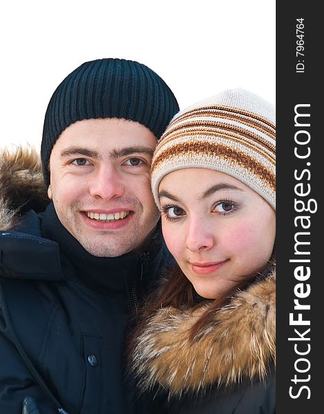 Happy young couple, street shot. Happy young couple, street shot