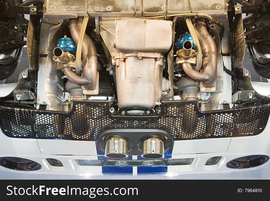 Shot of a sportcar from below. Shot of a sportcar from below