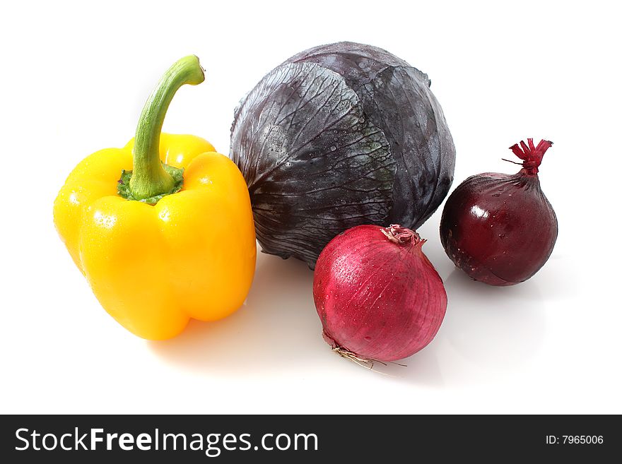 Various vegetable food mix isolated on white background