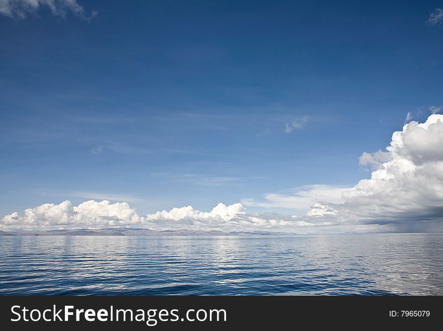 A waterscape of Lake Titicaca. It is one of the highest lakes in the world at 4000m. A waterscape of Lake Titicaca. It is one of the highest lakes in the world at 4000m.