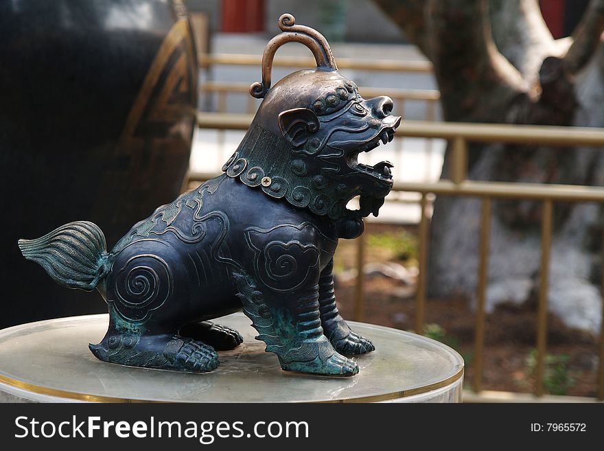 Cuprum lion in the Summer Palace of Beijing