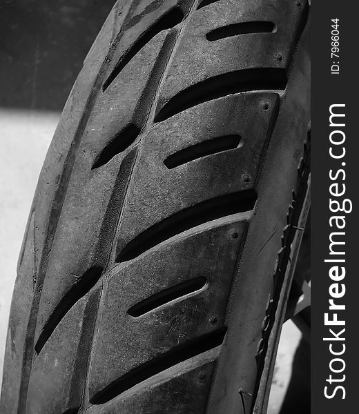 Black and white image of tyre texture.