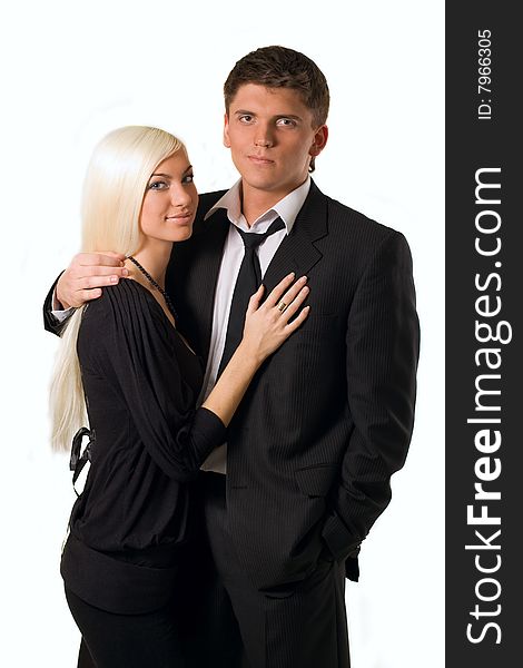 Portrait of business couple on white background