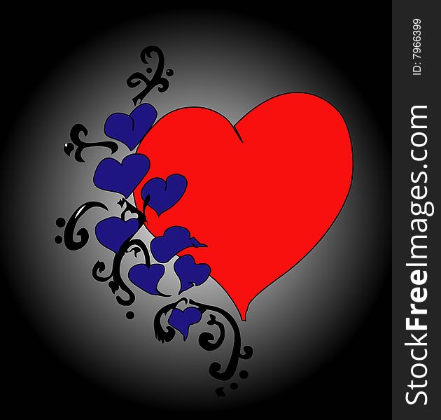 Heart with small hearts. Vector illustration