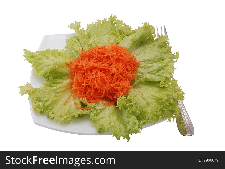 Salad with carrot on plate