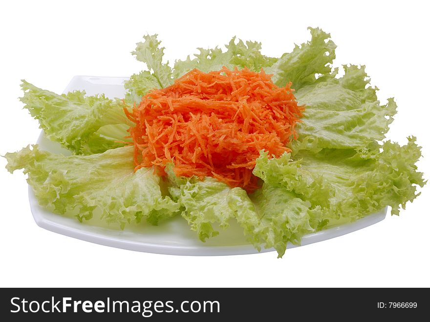 Salad with carrot on plate