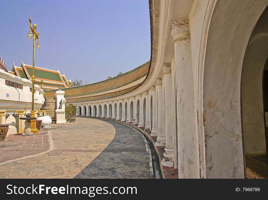 The pavilion around the great pagoda, Na Korn Pa Thom, Thailand.