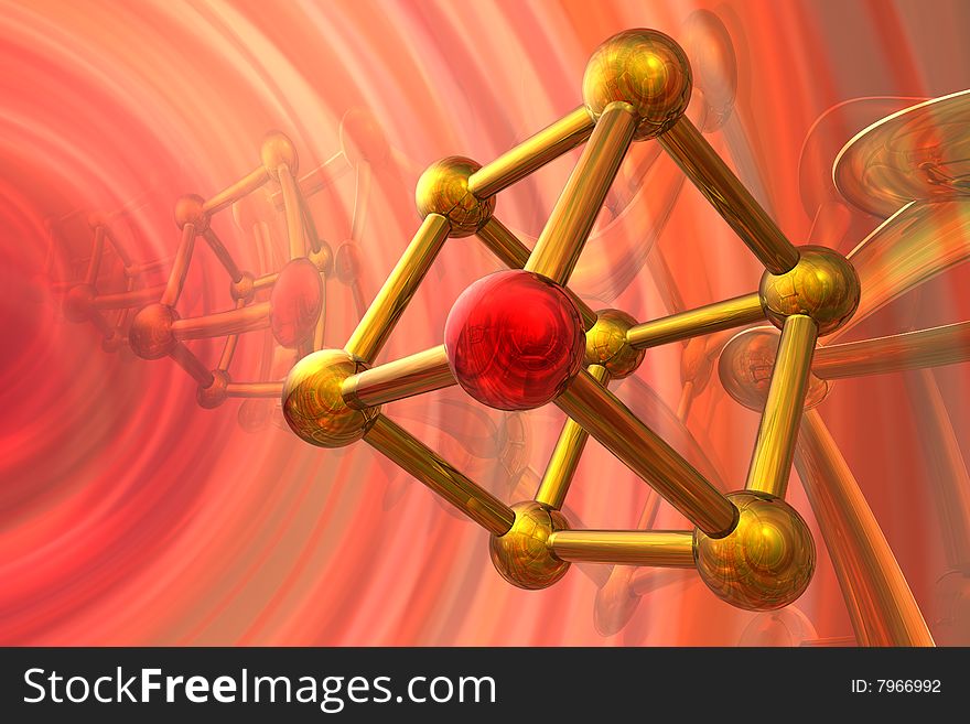 Render of molecule in color background