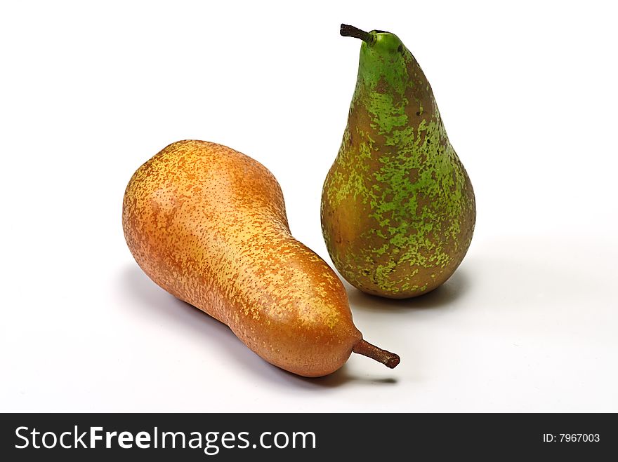 Two fresh pear on white isolated. Two fresh pear on white isolated