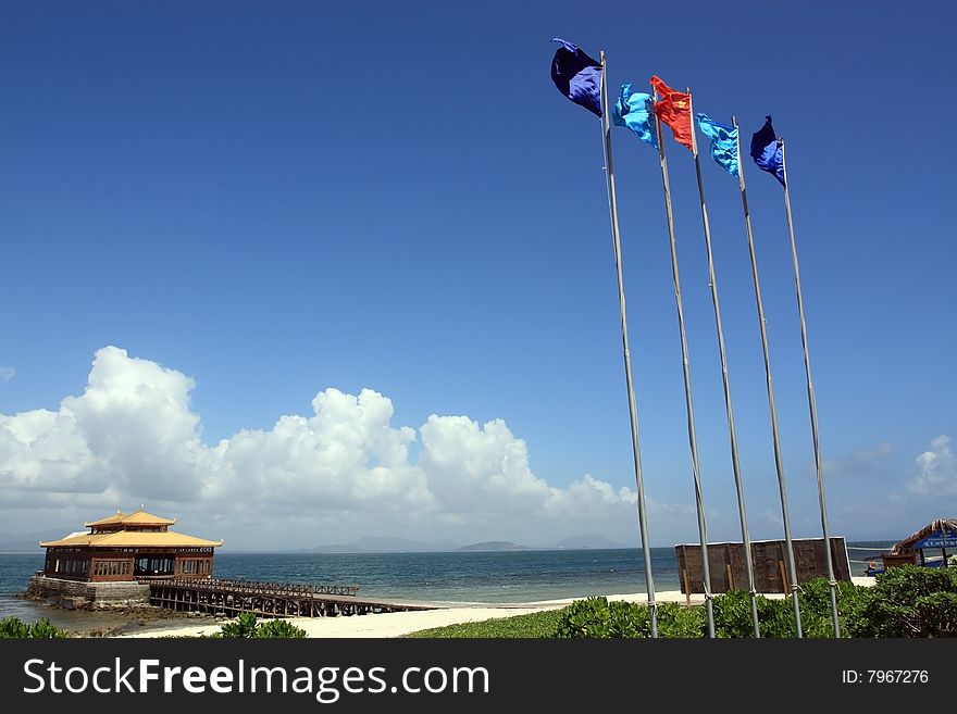 Flags Under A Clear And Azure Sky