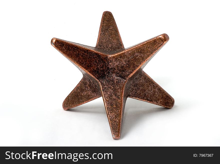 Six-ray bronze star isolated on white. Six-ray bronze star isolated on white