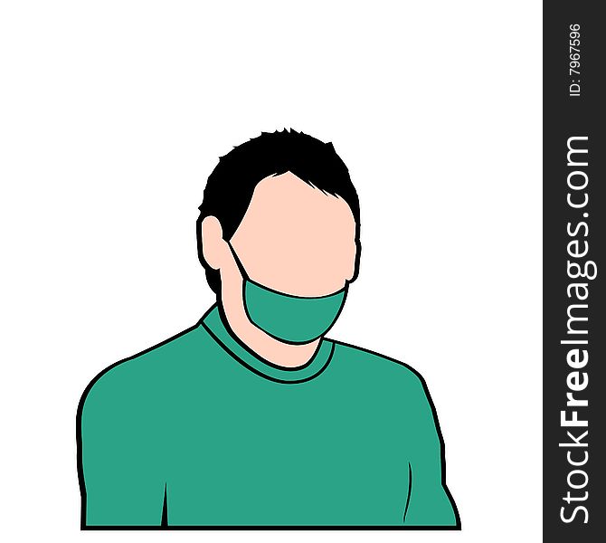 Vectored surgeon with mask and work suit. Vectored surgeon with mask and work suit