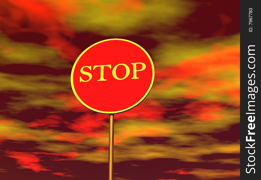 Stop sign in color background