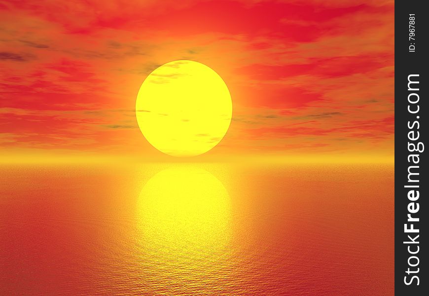 Golden Sunset and red sea