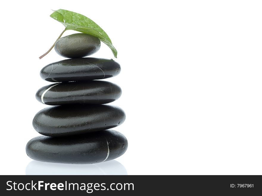 Stone tower on white background