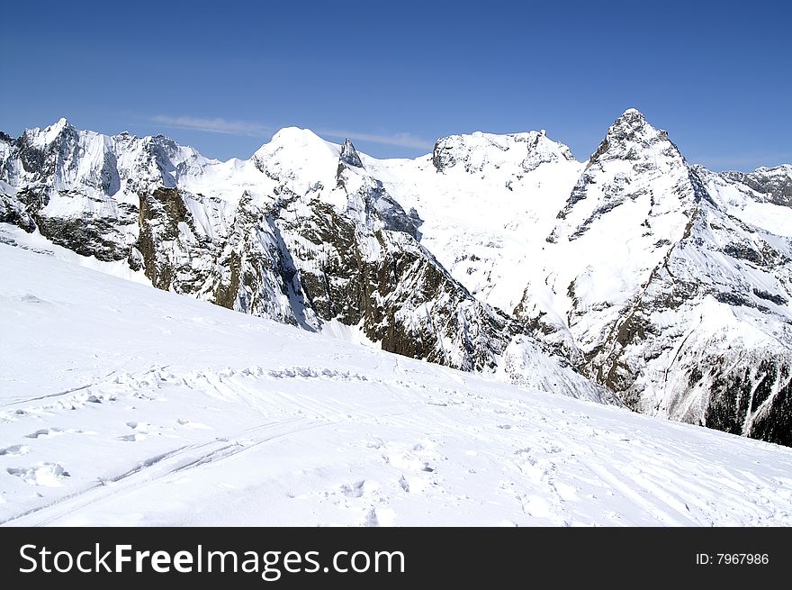 Ski resort. Caucasus Mountains. Dombaj.