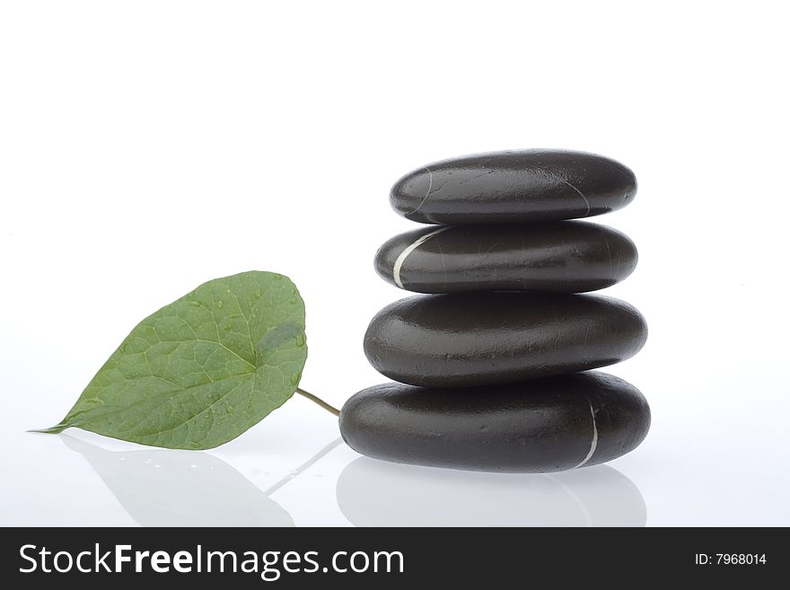 Stone tower on white background