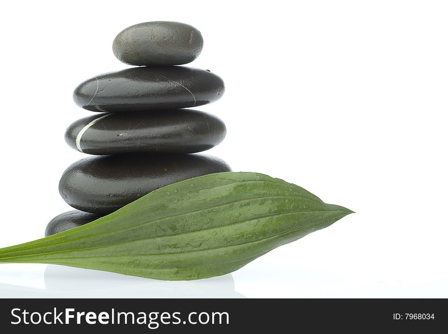 Stone tower on white background