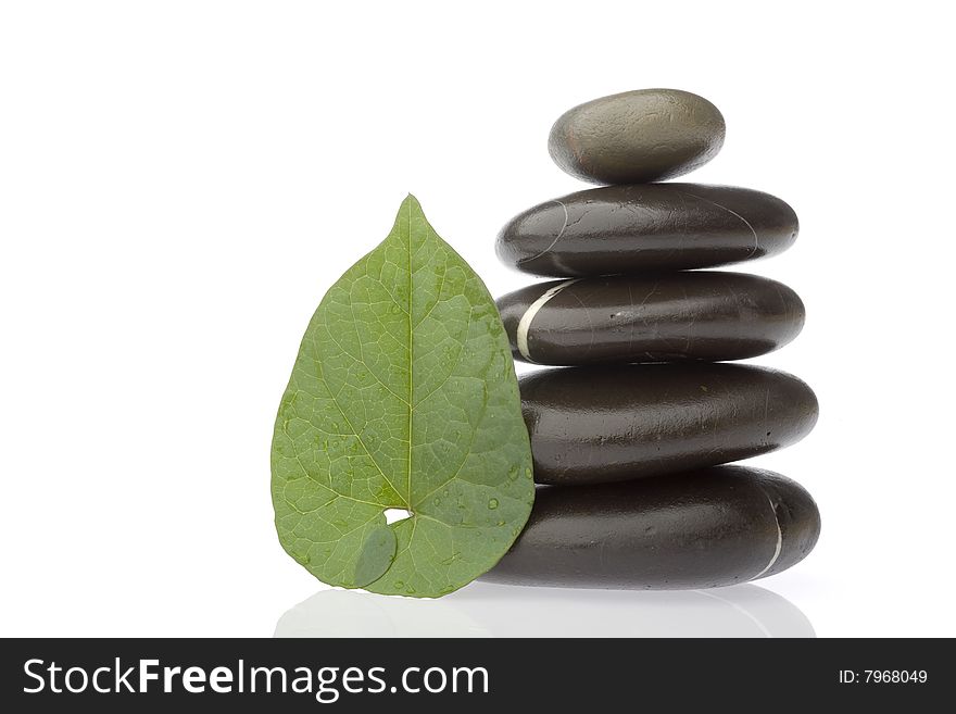 Stone tower on white background