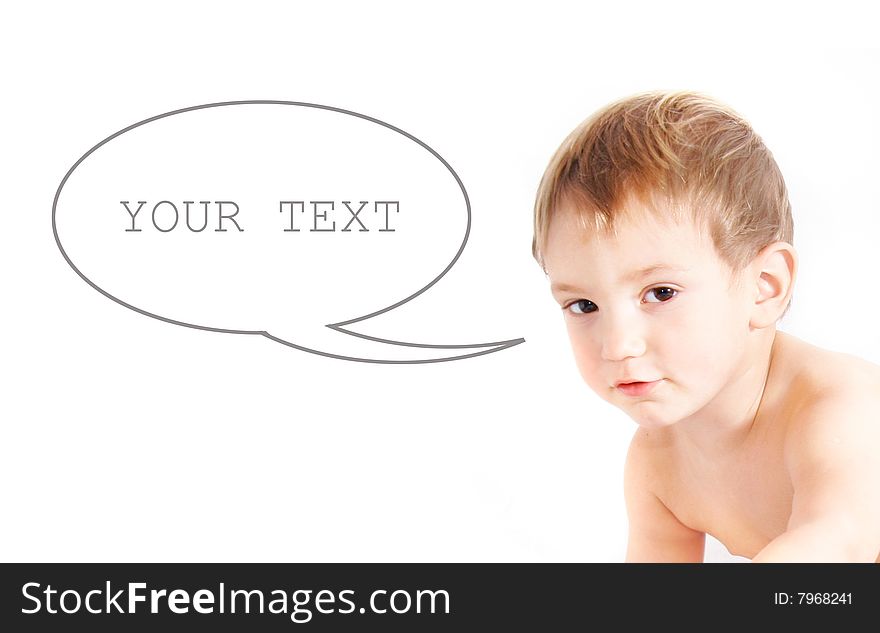 Boy Portrait With Sample Texte Cloud