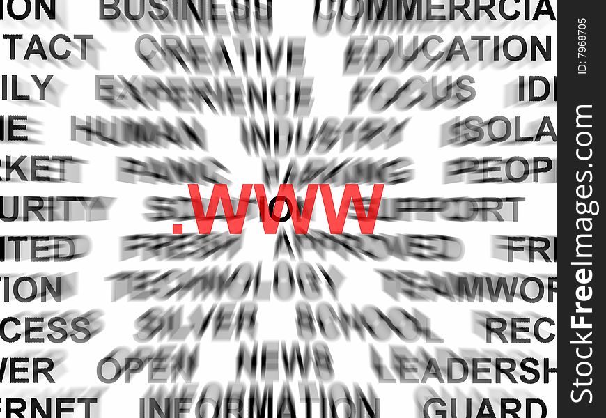 Internet WWW blurred text - a computer generated image