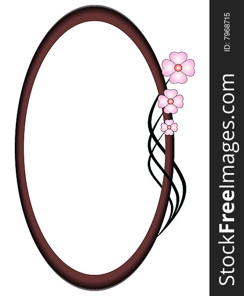 Computer generated frame, decorated abstract flowers. It is isolated on a white background.