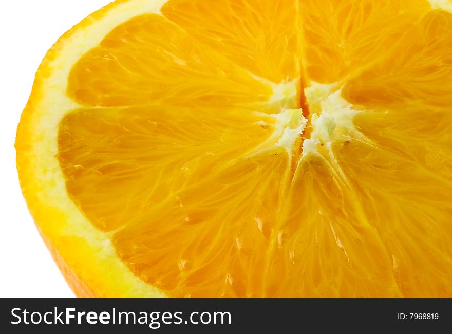 Slice of orange isolated on white