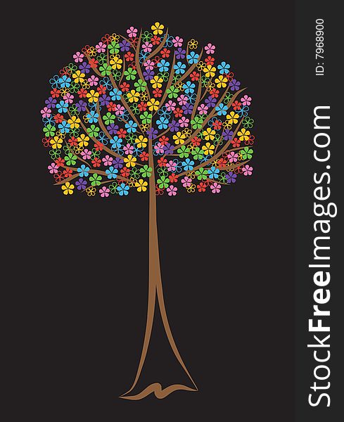 The vector illustration contains the image of floral tree