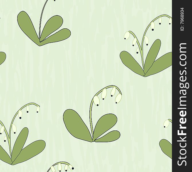 Whimsical flowers on green grunge background