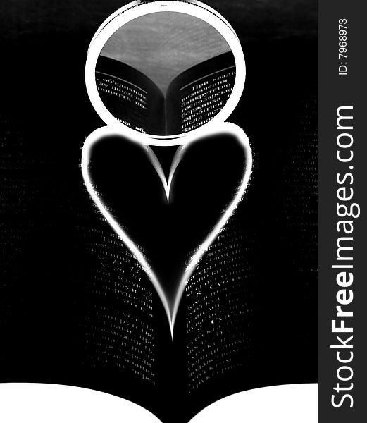 Shade in the form of heart on the book