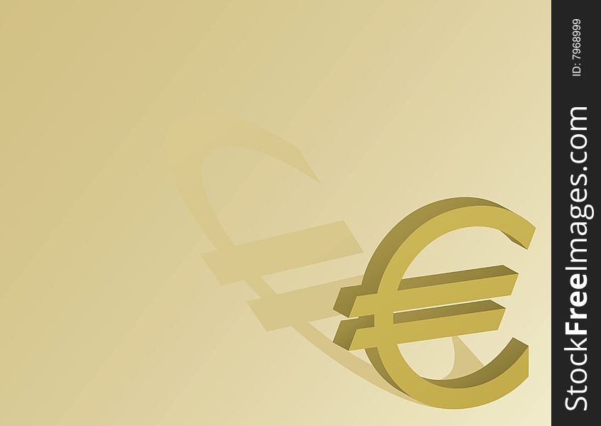 Euro Symbol with Shadow on a Gold Background. Euro Symbol with Shadow on a Gold Background