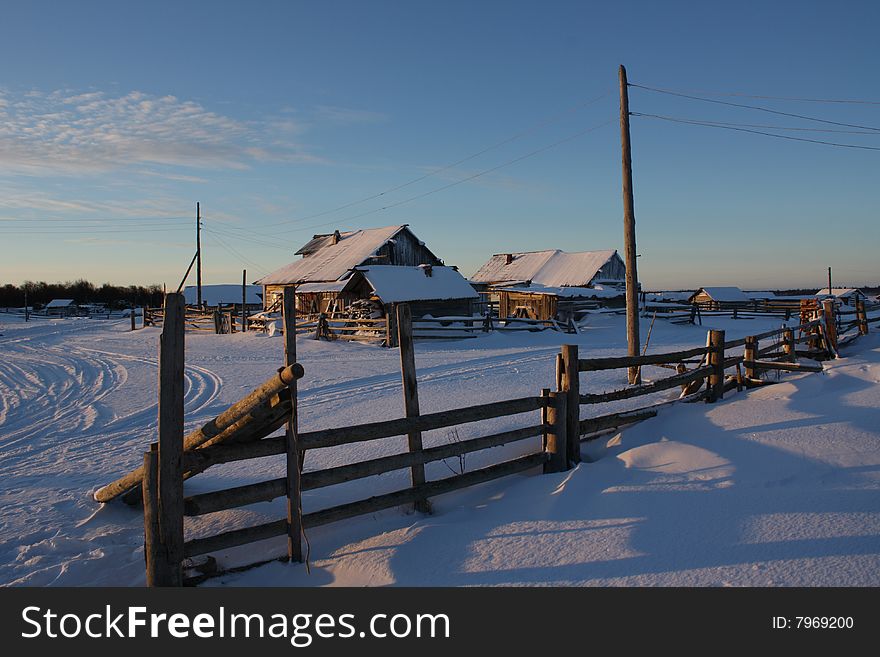 The view of the countryside of one of the northen russian villages