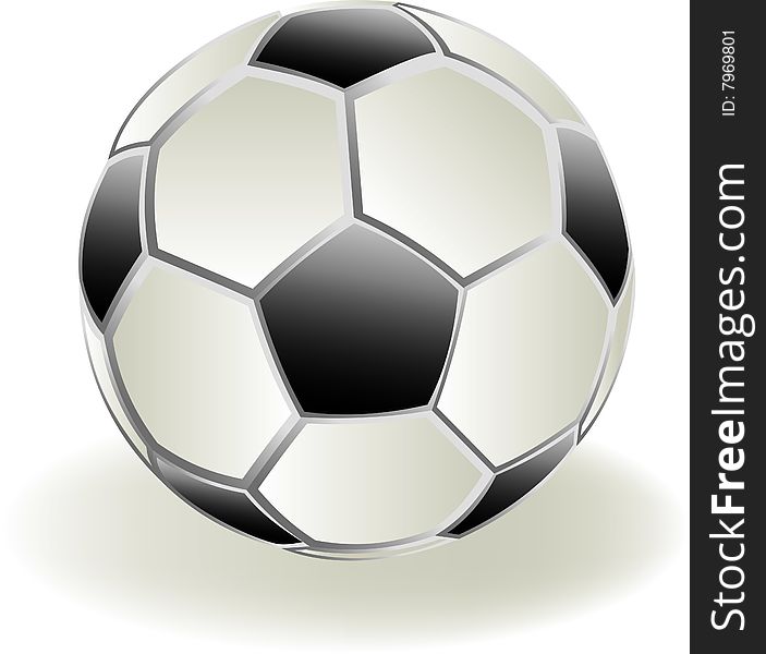 Soccer ball in 3d view with a shadow under the ball. Soccer ball in 3d view with a shadow under the ball
