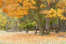 Autumn Abandoned Childhood Playground Stock Image