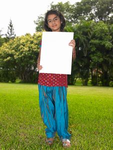 Girl Child With Blank Placard Stock Image Girl Child With Blank Placard Stock Image