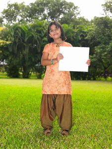 Girl Child With Blank Placard Royalty Free Stock Photos Girl Child With Blank Placard Royalty Free Stock Photos