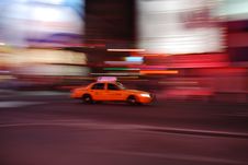 New York Taxi Speeding Through Times Square Stock Photos New York Taxi Speeding Through Times Square Stock Photos