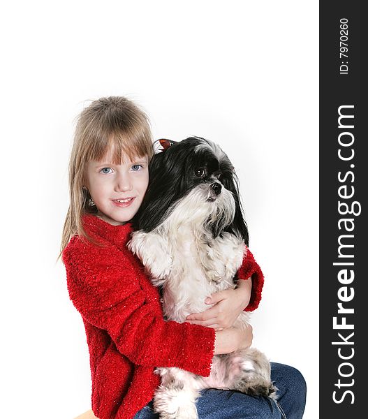 A young girl and her dog. A young girl and her dog