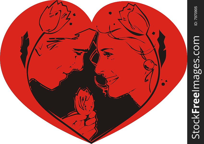 Red heart and couple graphic illustartion. Red heart and couple graphic illustartion