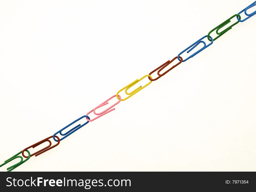 Chain from colorful paper clips. Chain from colorful paper clips