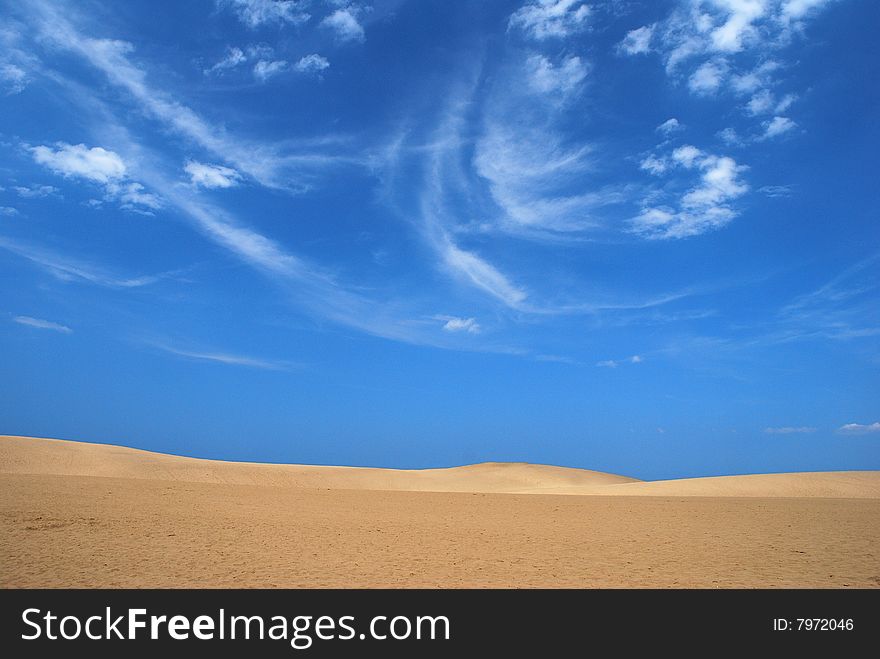 Vast desert on a calm and sunny day