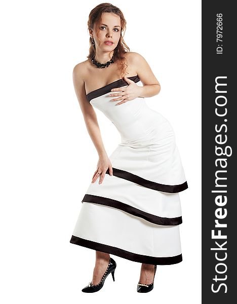 Sexual Girl In A White Evening Dress