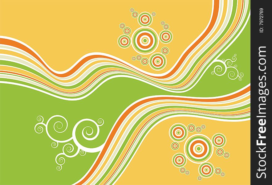 A colorful wavy background with floral curves