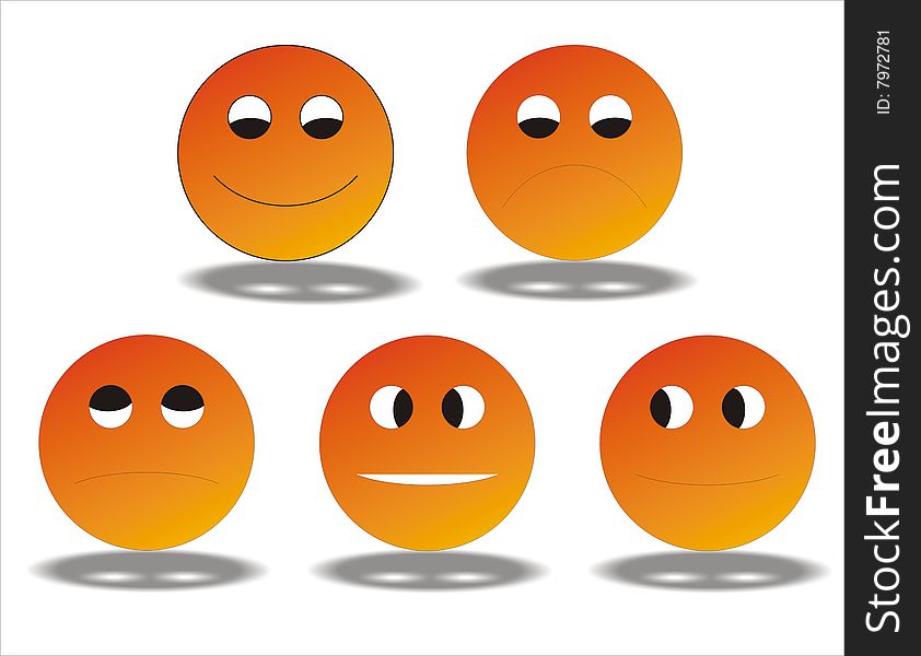 Illustration of smilies in different moods.