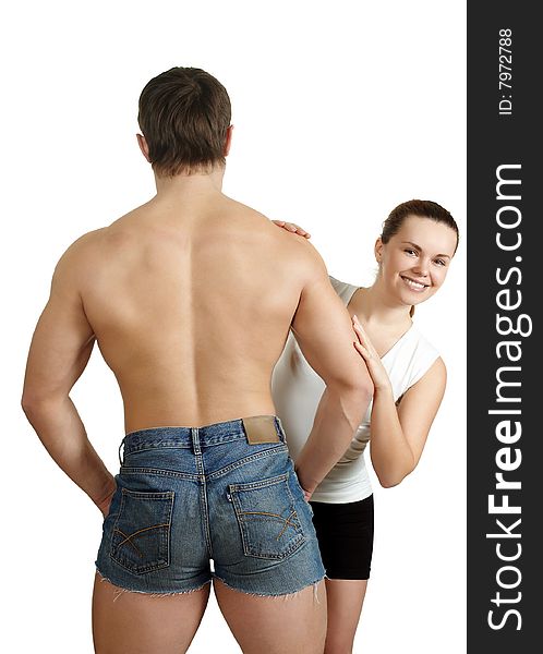 Woman Looks Out Because Of A Back The Man