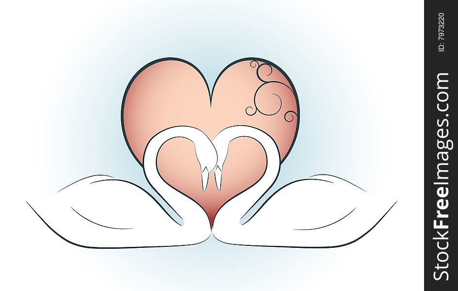 Two swans and heart. Great valentine design. Two swans and heart. Great valentine design.