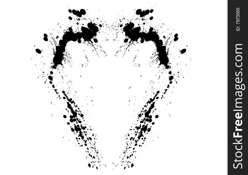 Photo of the black blots sprayed in the form of heart.