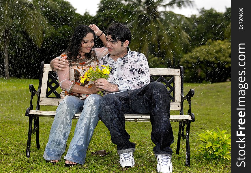 Asian Couple In The Park